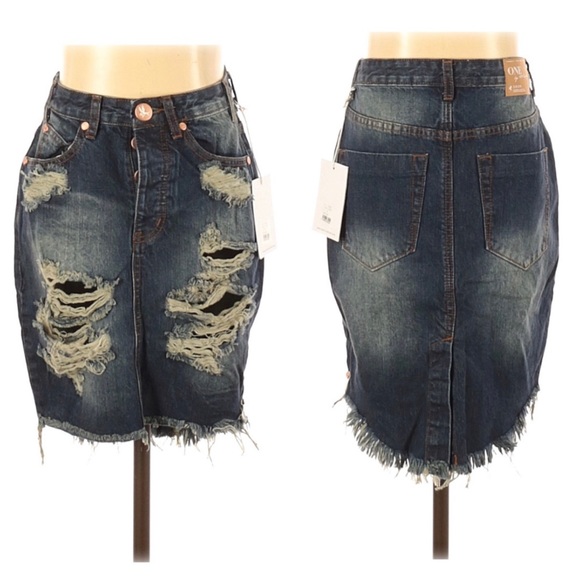 ONE Teaspoon 2020 High Waist Denim Skirt Tiger - Picture 11 of 11